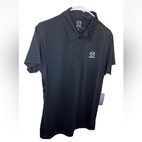 Mazda Men's Dark Gray Short Sleeve Performance Polo Shirt with Logo Size XL NWT - Picture 2 of 9